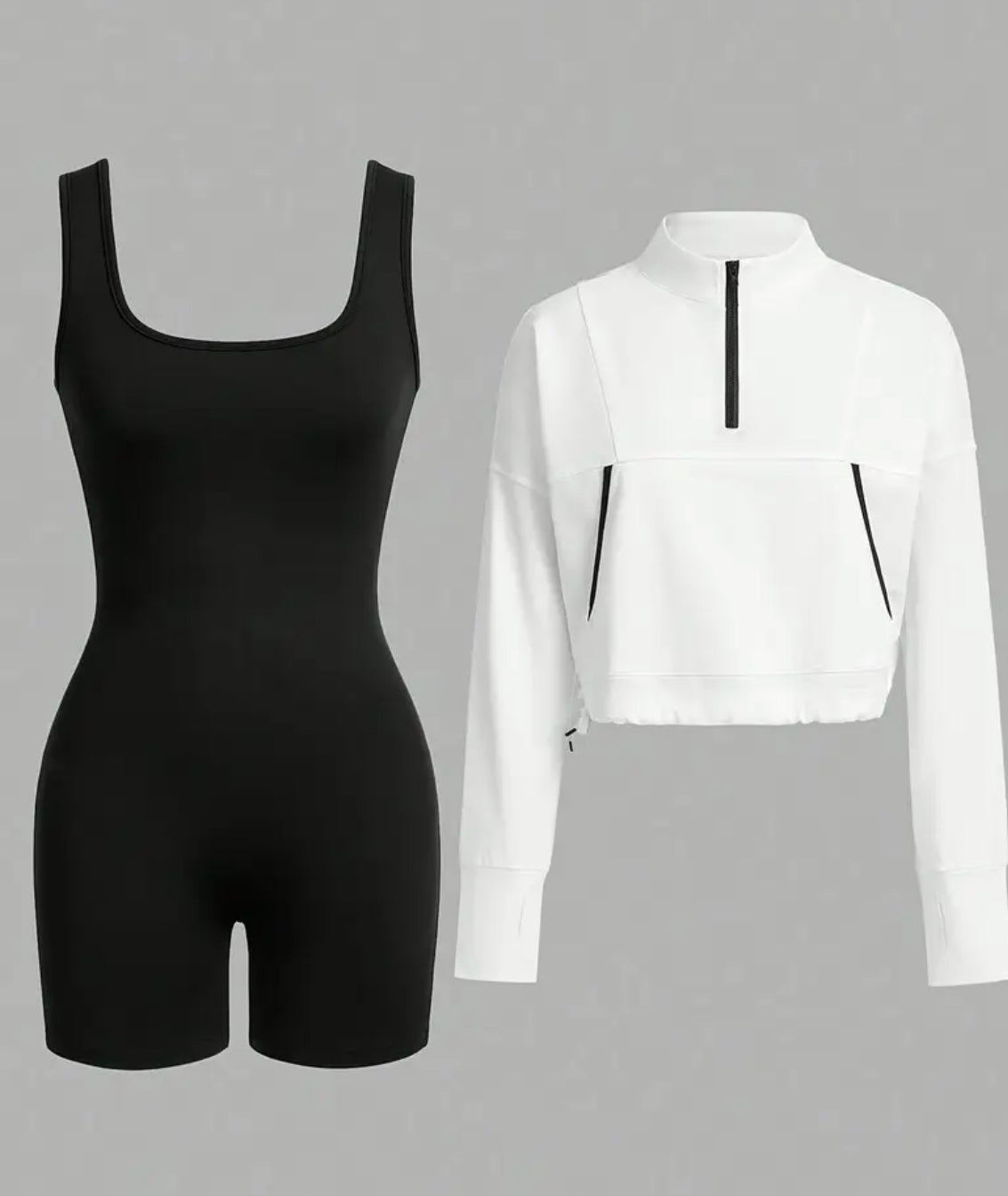 Black Sports Yoga Jumpsuit - High-Stretch Knit Fabric, Square Neck,Yoga, Fitness Jumpsuit