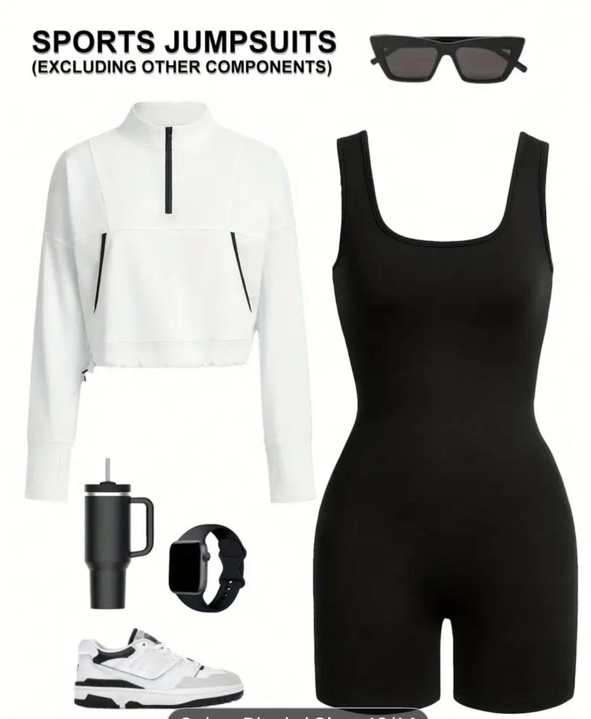 Black Sports Yoga Jumpsuit - High-Stretch Knit Fabric, Square Neck,Yoga, Fitness Jumpsuit